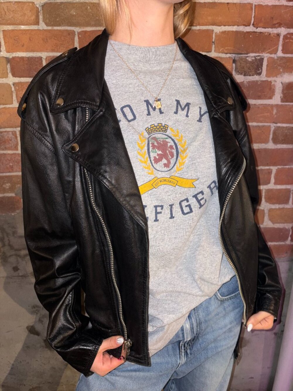 Vintage Sylvia Black Leather Motorcycle Jacket